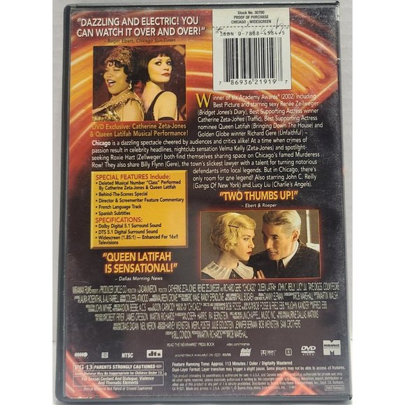 Chicago (DVD, 2003, Widescreen) - Picture 2 of 2